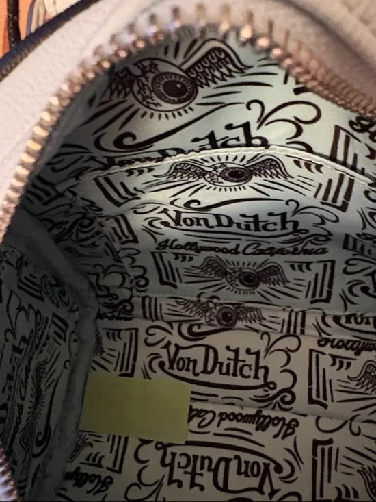 Von Dutch light blue Mini Satchel with Black Eyewing Graphic - Picture 13 of 13